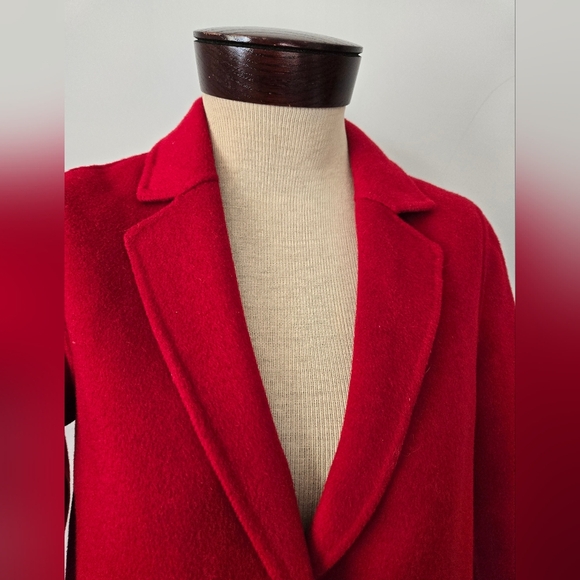 BANANA REPUBLIC Mid Length Lightweight Ultra Red Relaxed Wool Top Coat. Size XS - Picture 5 of 16